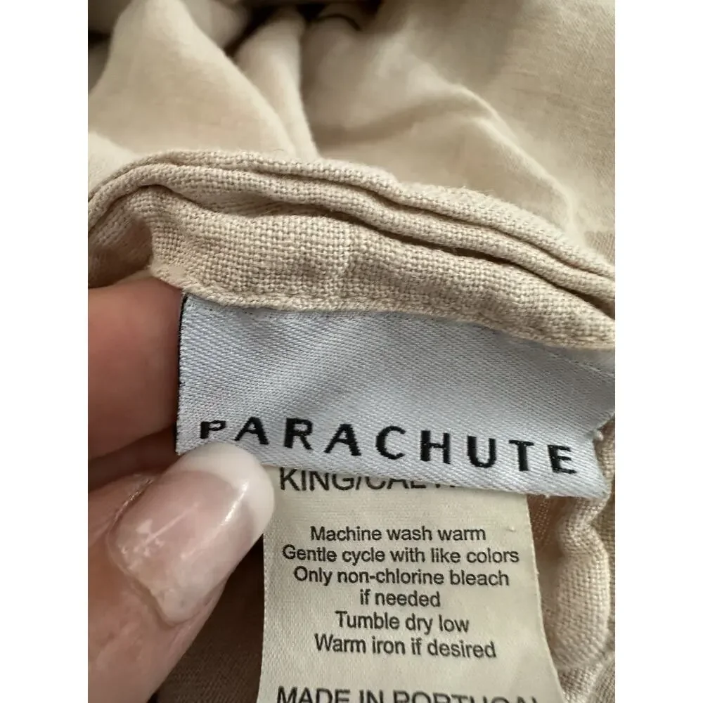 100% FLAX LINEN PARACHUTE Beige TOAST KING California KING Duvet Cover PORTUGAL